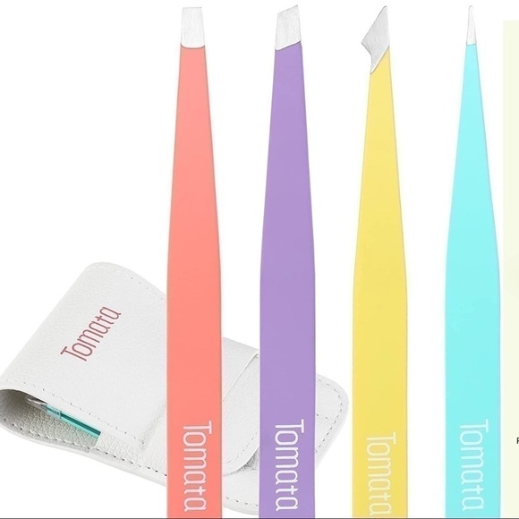 NEW-4PC Multi Color Precision Hi Qlty Stainless Steel Tweezer Set & Leather Case - Picture 3 of 7